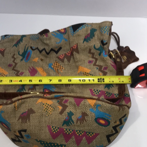 Vintage Burlap Marco Avane Crossbody Bag with hand painted graphics NWOT - Picture 8 of 9